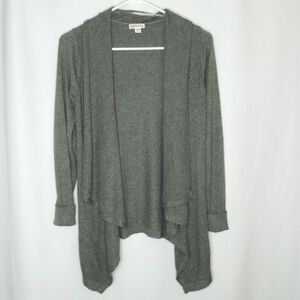 Merona Open Ribbed Knit Cardigan Sweater Lightweight Long Sleeve Gray Womens XS